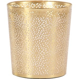 cosmoliving by cosmopolitan gold metal waste bin w/perforated floral accents