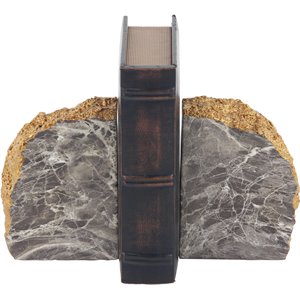 cosmoliving by cosmopolitan gray poly stone bookends (set of 2)