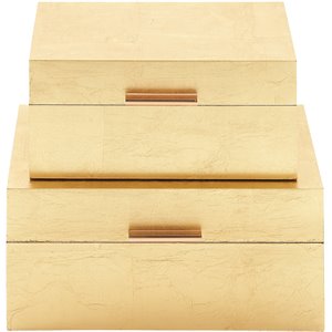 cosmoliving by cosmopolitan gold mdf wood glam box (set of 2)