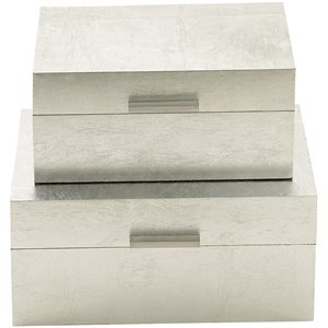 cosmoliving by cosmopolitan silver mdf wood box (set of 2)
