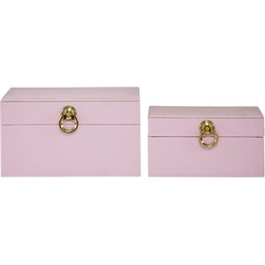 cosmoliving by cosmopolitan pink faux leather and solid wood box (set of 2)