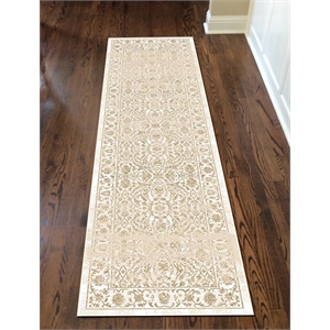 Radici USA Colosseo 2'2&quot x 7'7&quot Rectangular Fabric Rug in Bone White