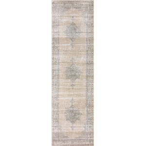 Radici USA Colosseo 2'2&quot x 7'7&quot Rectangular Fabric Rug in Bone White