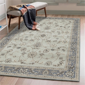 Radici USA Alba Traditional Oriental Floral Green Rectangular Polypropylene Area Rug 3'3&quot x 4'11&quot
