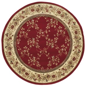 Radici USA Como Traditional Oriental Floral Red 8' Round Polypropylene Area Rug