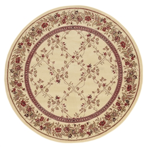 Radici USA Como Traditional Oriental Floral Ivory 5'3&quot Round Polypropylene Area Rug