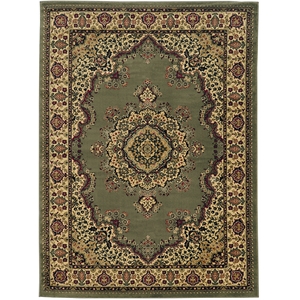 Radici USA Castello Traditional Medallion Green Polypropylene Area Rug 5'5&quot x 7'7&quot