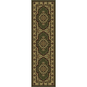 Radici USA Castello Traditional Medallion Green Polypropylene Runner Rug 2'2&quot x 7'7&quot