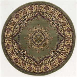 Radici USA Castello Traditional Medallion Green Round Polypropylene Area Rug 5'3