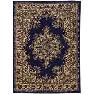 Radici USA Castello Traditional Medallion Blue Polypropylene Area Rug 7'9&quot x 11'