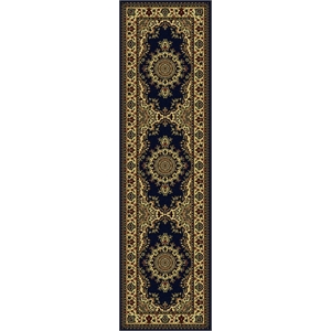 Radici USA Castello Traditional Medallion Blue Polypropylene Runner Rug 2'2&quot x 7'7&quot