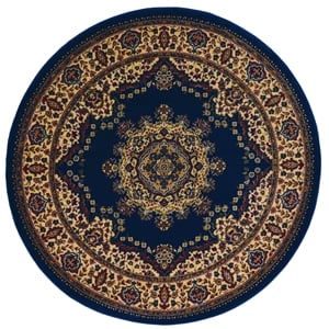 Radici USA Castello Traditional Medallion Blue Round Polypropylene Area Rug 5'3&quot
