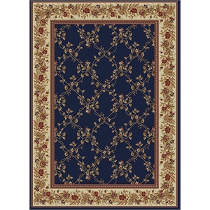 Radici USA Como Traditional Oriental Floral Navy Rectangular Polypropylene Area Rug 7'9&quot x 11'