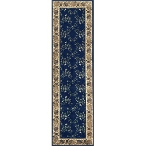 Radici USA Como Traditional Oriental Floral Navy Runner Polypropylene Rug 2'2&quot x 7'