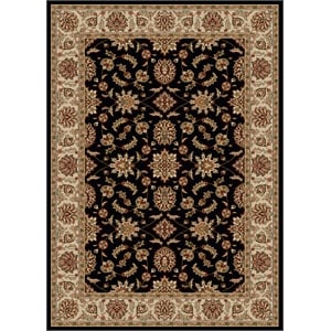 Radici USA Como Traditional Oriental Floral Black Rectangular Polypropylene Area Rug 5'5&quot x 7'7&quot