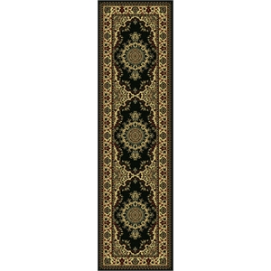 Castello 1191 Traditional Medallion 2'2&quot x 7'7&quot Polypropylene Area Rug in Black