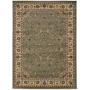 Castello 953 Traditional Floral 5'5&quot x 7'7&quot Polypropylene Area Rug in Sage Green