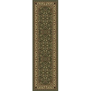 Castello 953 Traditional Floral 2'2&quot x 7'7&quot Polypropylene Area Rug in Sage Green