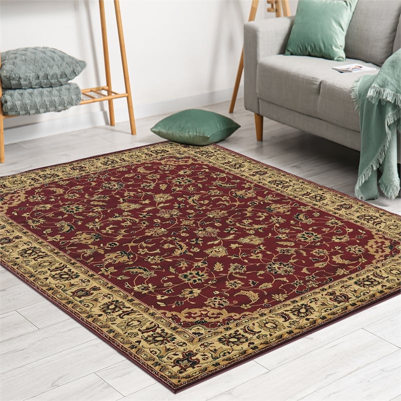 Castello 953 Traditional Burgundy Rectangular Polypropylene Area Rug 5'5