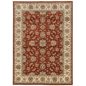 Radici USA Como Traditional Oriental Floral Red Brick Rectangular Polypropylene Area Rug 3'3&quot x 4'11&quot