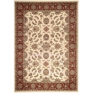 Radici USA Como Traditional Oriental Floral Ivory Rectangular Polypropylene Area Rug 5'5&quot x 7'7&quot