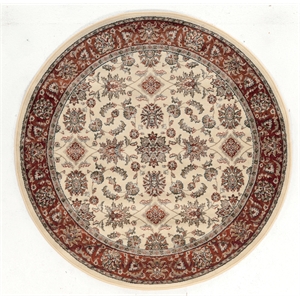 Radici USA Como Traditional Oriental Floral Ivory 5'3&quot Round Polypropylene Area Rug
