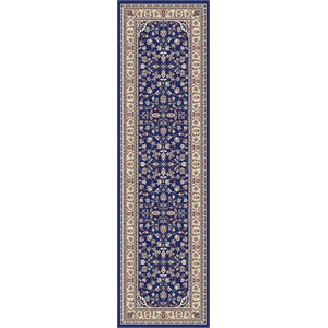 Castello 953 Traditional Floral 2'2&quot x 7'7&quot Polypropylene Area Rug in Navy Blue