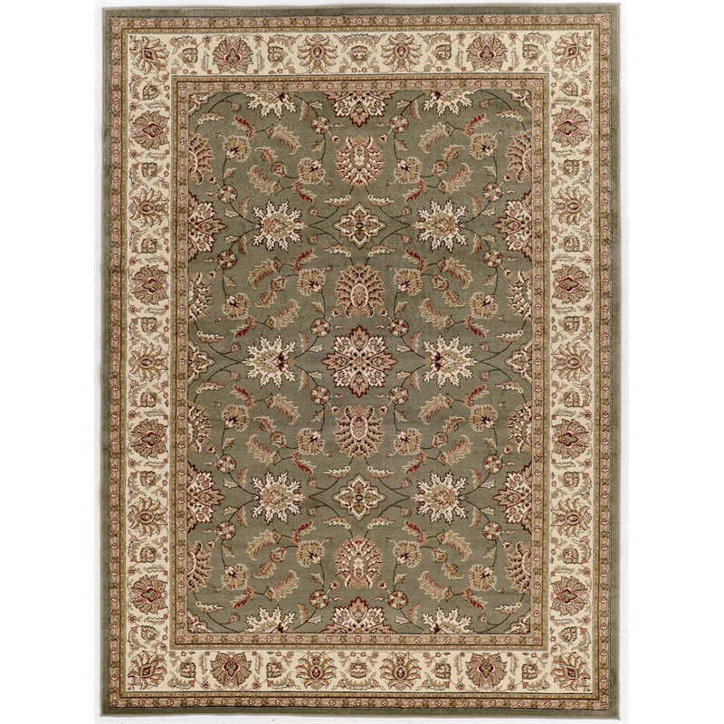 Radici USA Como Traditional Oriental Floral Green Rectangular Polypropylene Area Rug 7'9