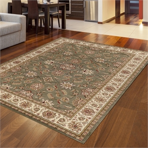 Radici USA Como Traditional Oriental Floral Green Rectangular Polypropylene Area Rug 7'9&quot x 11'