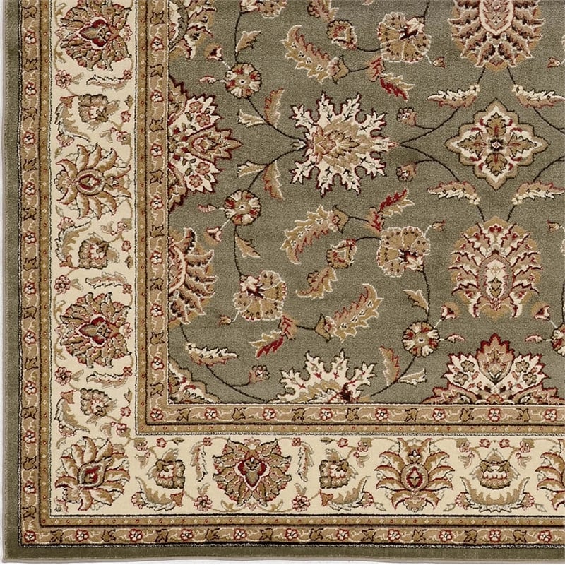 Radici USA Como Traditional Oriental Floral Green Rectangular Polypropylene Area Rug 7'9