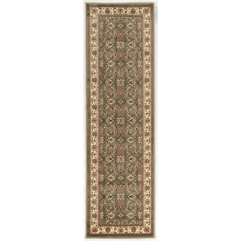 Radici USA Como Traditional Oriental Floral Green Runner Polypropylene Rug 2'2