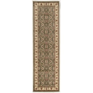 Radici USA Como Traditional Oriental Floral Green Runner Polypropylene Rug 2'2&quot x 7'7&quot