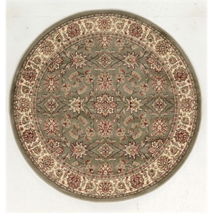 Radici USA Como Traditional Oriental Floral Green 5'3&quot Round Polypropylene Area Rug