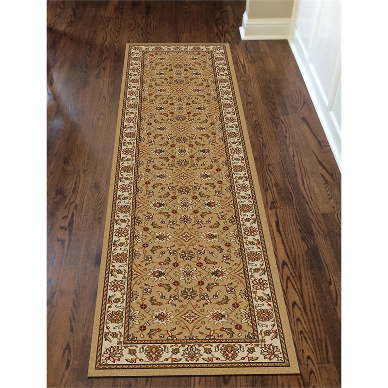 Radici USA Como Traditional Oriental Floral Beige Runner Polypropylene Rug 2'2