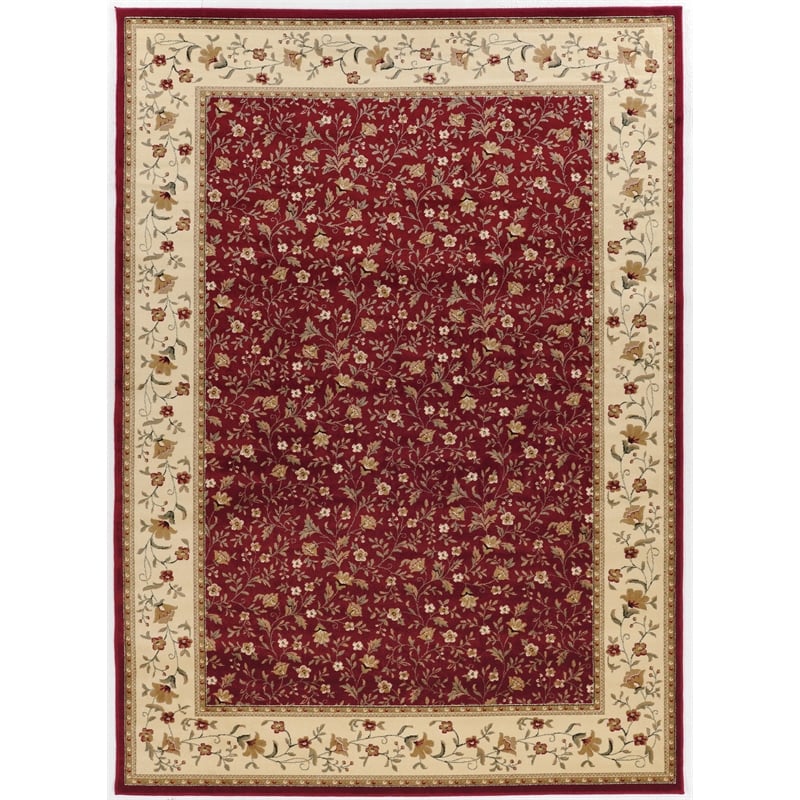Radici USA Como Transitional Botanical Red Rectangular Polypropylene Area Rug 7'9