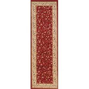 Radici USA Como Transitional Botanical Red Runner Polypropylene Rug 2'2&quot x 7'7&quot
