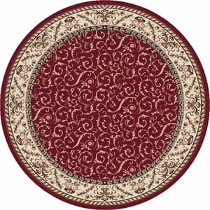Radici USA Como Traditional Oriental Red 8' Round Polypropylene Area Rug