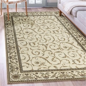 Radici USA Como Traditional Oriental Ivory Rectangular Polypropylene Area Rug 3'3&quot x 4'11&quot