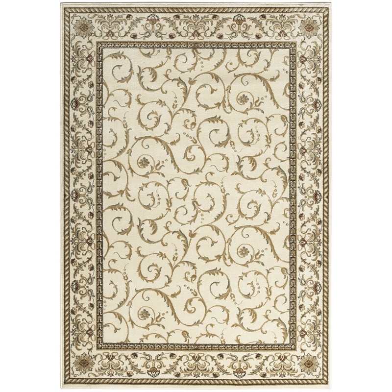 Radici USA Como Traditional Oriental Ivory Rectangular Polypropylene Area Rug 3'3
