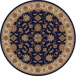 Radici USA Como Traditional Oriental Floral Blue 5'3&quot Round Polypropylene Area Rug