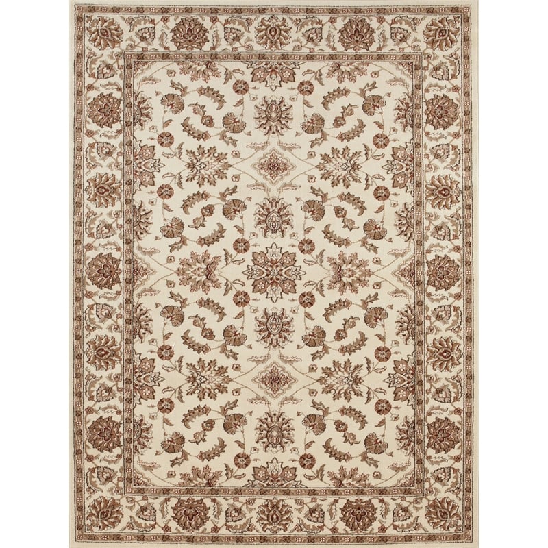 adici USA Como Traditional Oriental Floral Ivory Rectangular Polypropylene Area Rug 3'3
