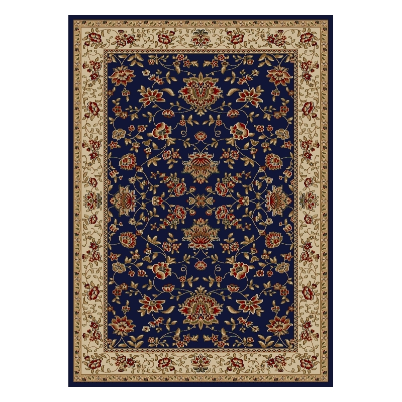 Radici USA Como Traditional Oriental Floral Blue Rectangular Polypropylene Area Rug 5'5