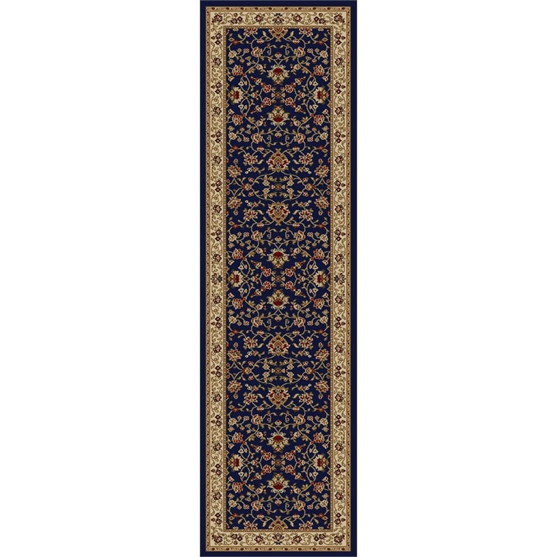 Radici USA Como Traditional Oriental Floral Blue Runner Polypropylene Rug 2'2