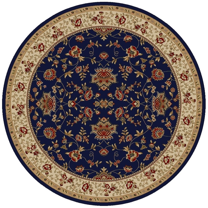 Radici USA Como Traditional Oriental Floral Blue 8' Round Polypropylene Area Rug