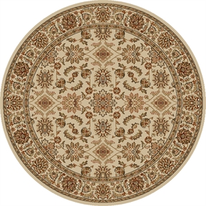 Radici USA Como Traditional Oriental Floral Ivory 8' Round Polypropylene Area Rug