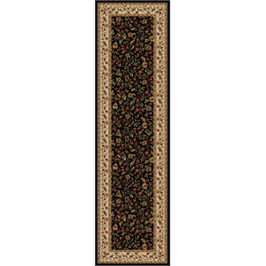 Radici USA Como Transitional Botanical Black Runner Polypropylene Rug 2'2&quot x 7'7&quot