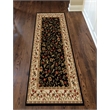 Radici USA Como Transitional Botanical Black Runner Polypropylene Rug 2'2