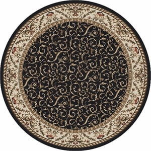 Radici USA Como Traditional Oriental Black 5'3&quot Round Polypropylene Area Rug