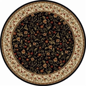 Radici USA Como Transitional Botanical Black 8' Round Polypropylene Area Rug