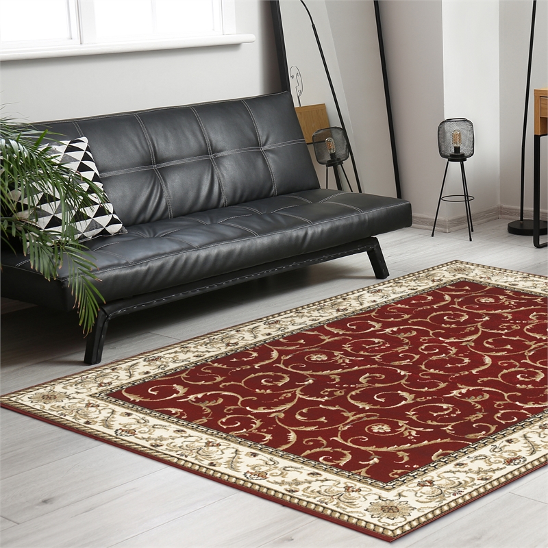Radici USA Como Traditional Oriental Red Rectangular Polypropylene Area Rug 3'3